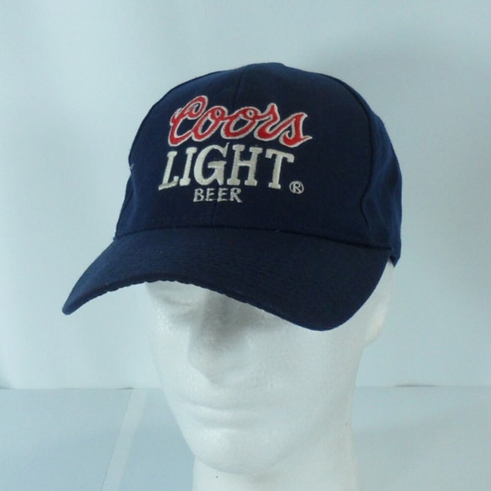 Vtg Coors Light Beer Embroidered Logo Snapback Cap Hat Blue